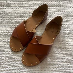 Universal Thread Brown Leather Cross Sandal 
Size 6
